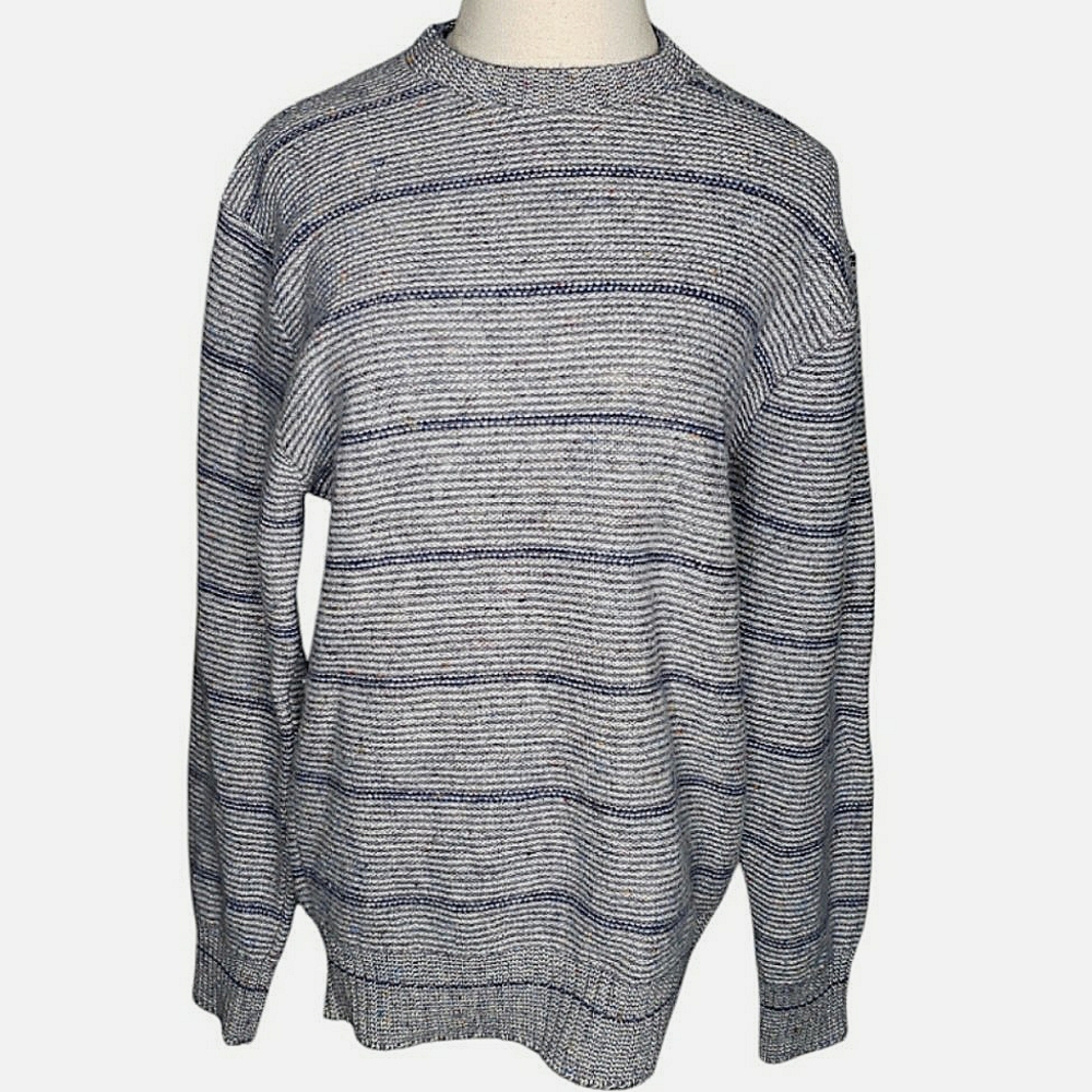 Vintage Robert Bruce USA Crewneck Sweater 70's Wool Blend Speckled Striped Knit
